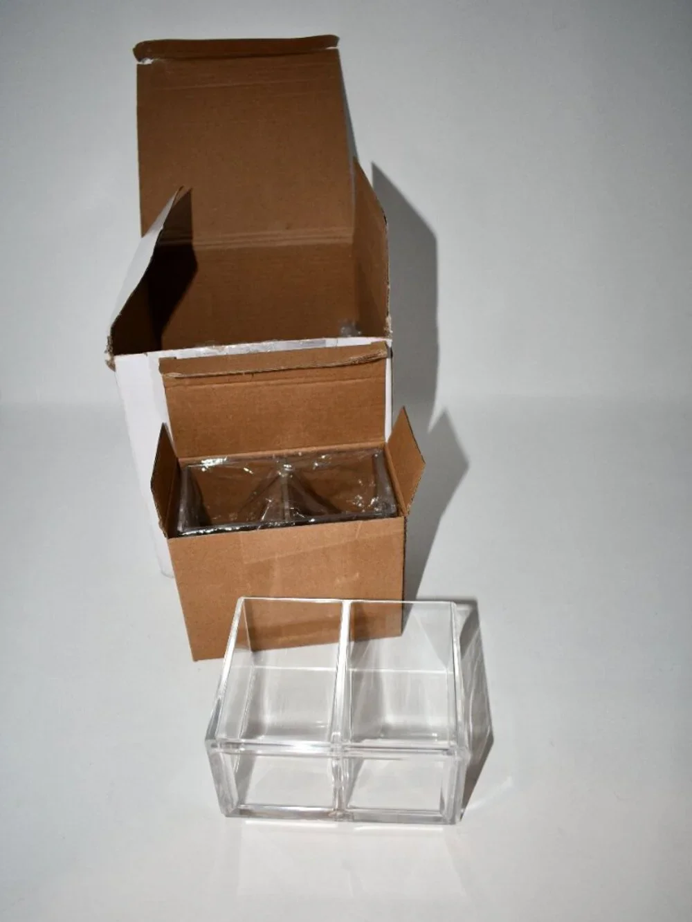 Gejoy Acrylic Pen Pencil Holder, Clear, 2 Compartment Desk Organizer, 2 Pack, NW